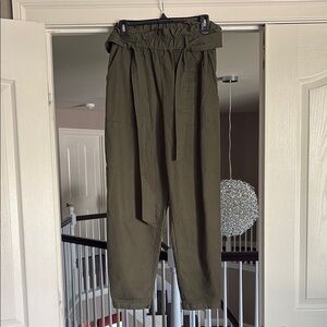 Olive Green High-Waisted Jogger Style Pants